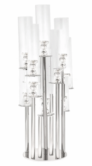 Clear 10-Arm Crystal Cluster Taper Candelabra